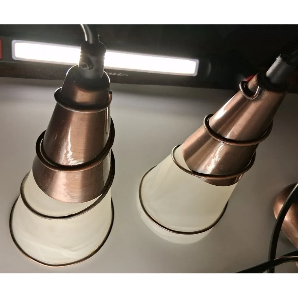 Pair of Copper and Glass Cone Pendant Lights Made in Italy 